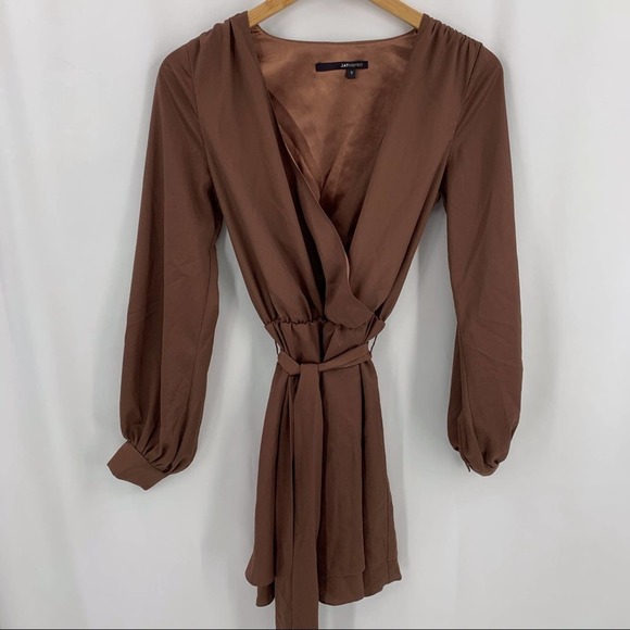 JAYGODFREY Chocolate Wrap Mini Dress - Picture 3 of 6